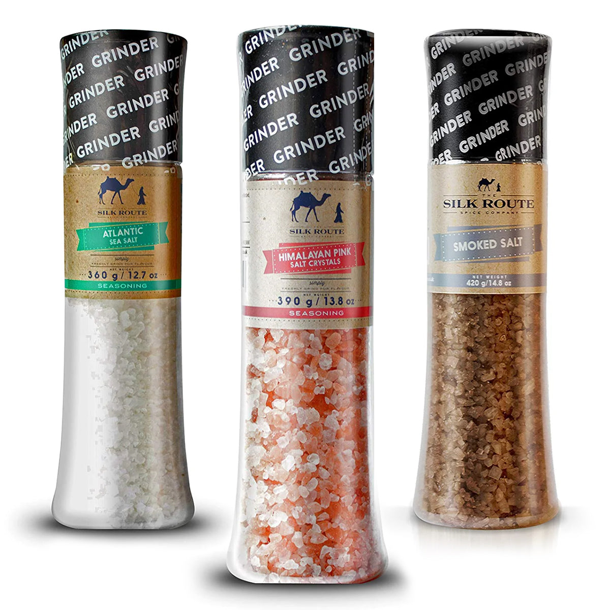 3x Giant Spice Grinder Salt Bundle Gift Set Silk Route Spice Company