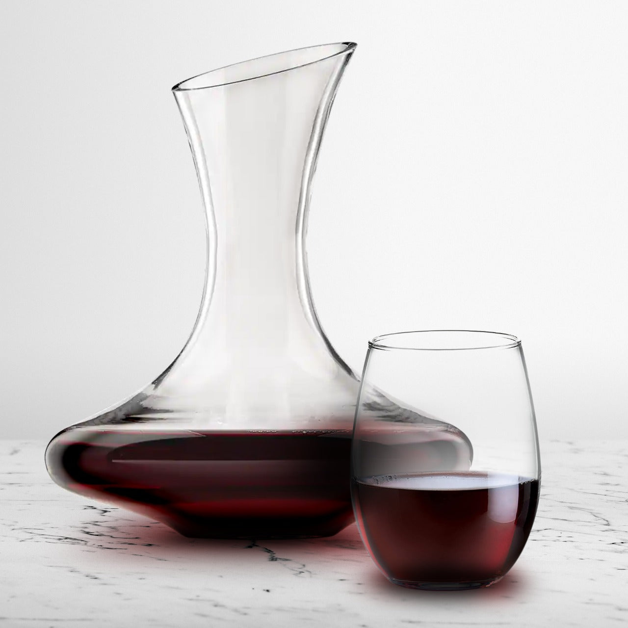 6 x 500ml Clear Stemless Wine Glasses