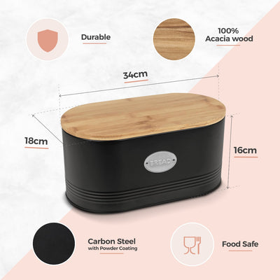 Black Metal Kitchen Bread Bin