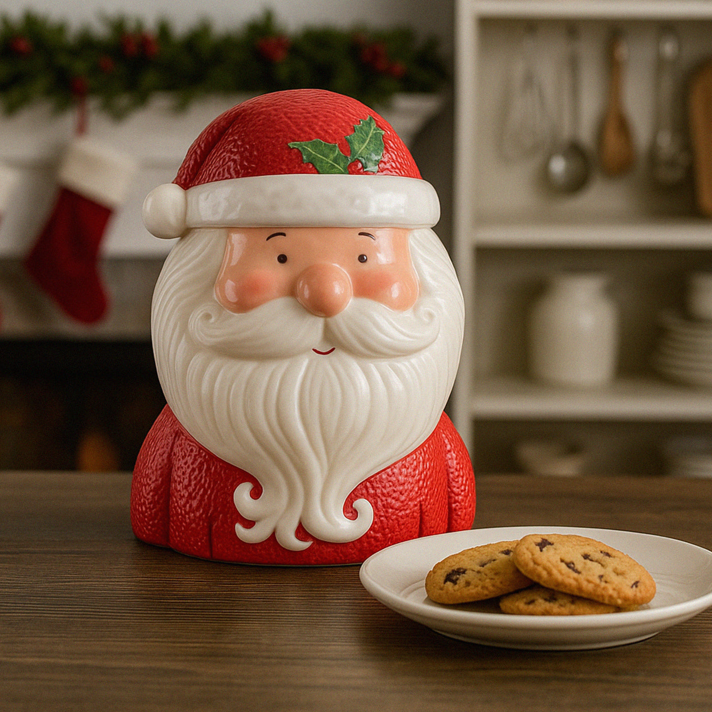 Ceramic Santa Claus Christmas Biscuit Storage Jar