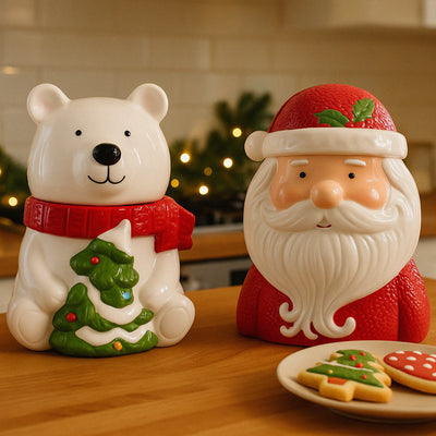 Ceramic Polar Bear Christmas Biscuit Storage Jar