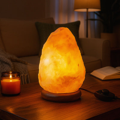 Himalayan Salt Lamp With Wooden Base 2-3KG