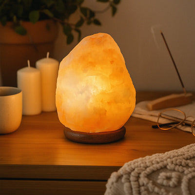Himalayan Salt Lamp With Wooden Base 2-3KG