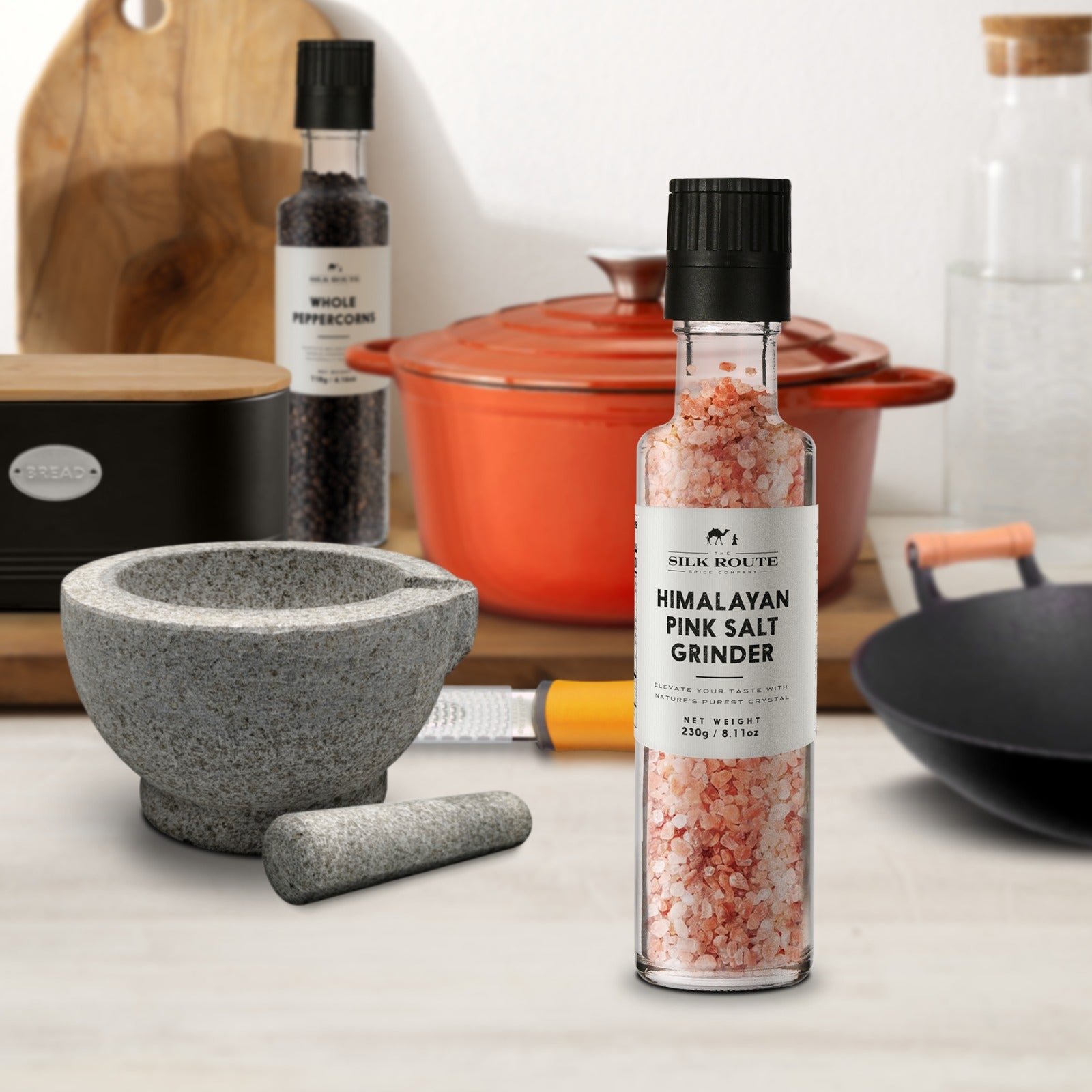 Himalayan Pink Salt Refillable Glass Grinder 230g – Silk Route Spice ...