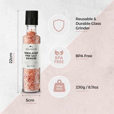 Himalayan Pink Salt Refillable Glass Grinder 230g