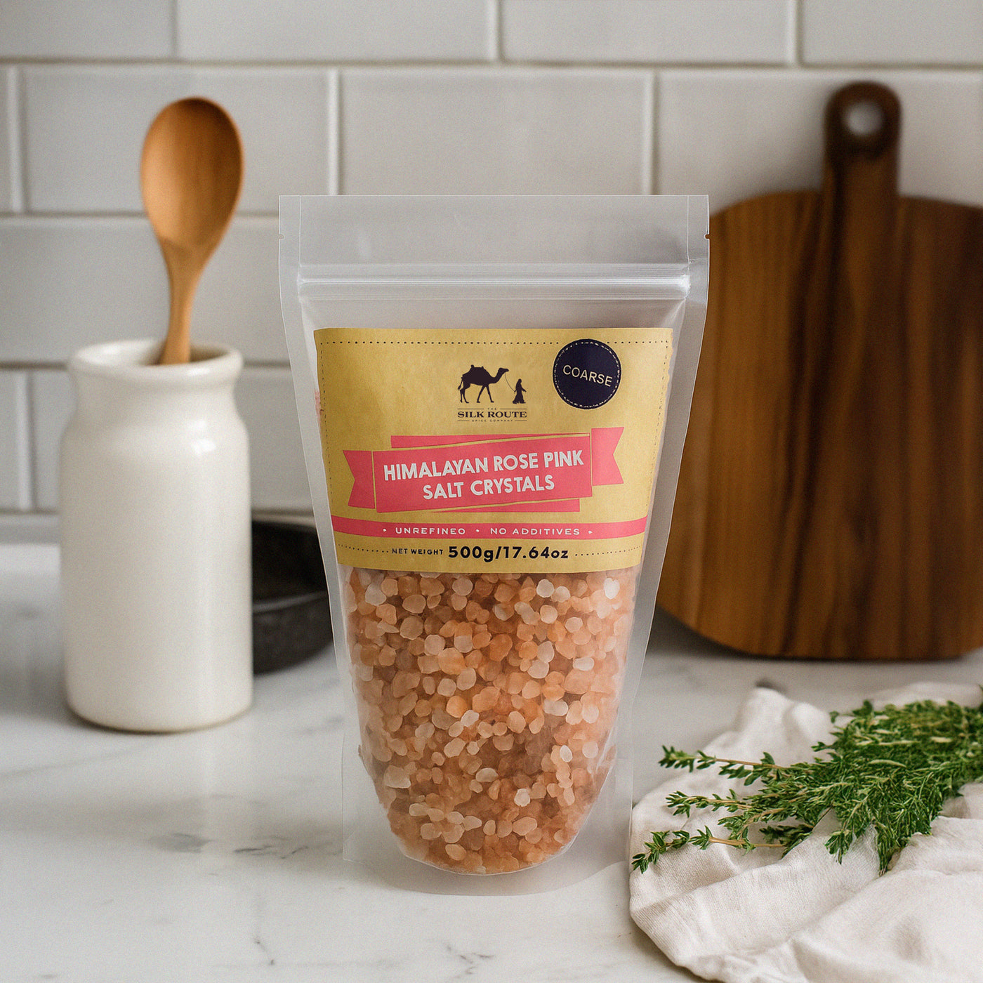 Resealable Himalayan Rose Salt Pouch - 500g (Coarse)