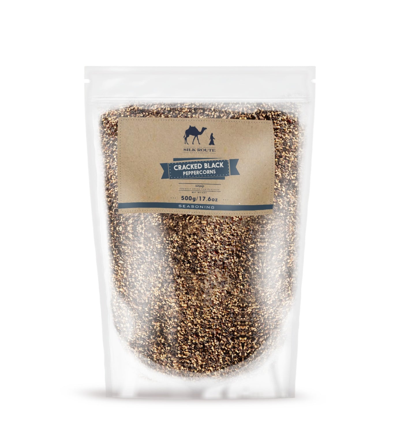Resealable Cracked Black Peppercorn Pouch - 500g