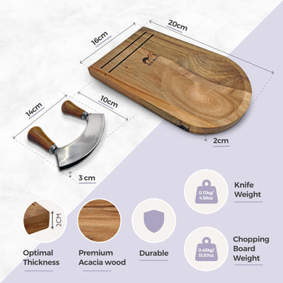 Mezzaluna Knife & Cutting Board Set