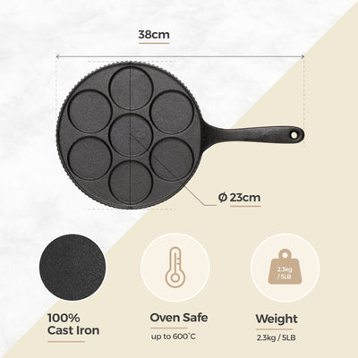 Cast Iron Mini Pancake Pan 7 Moulds