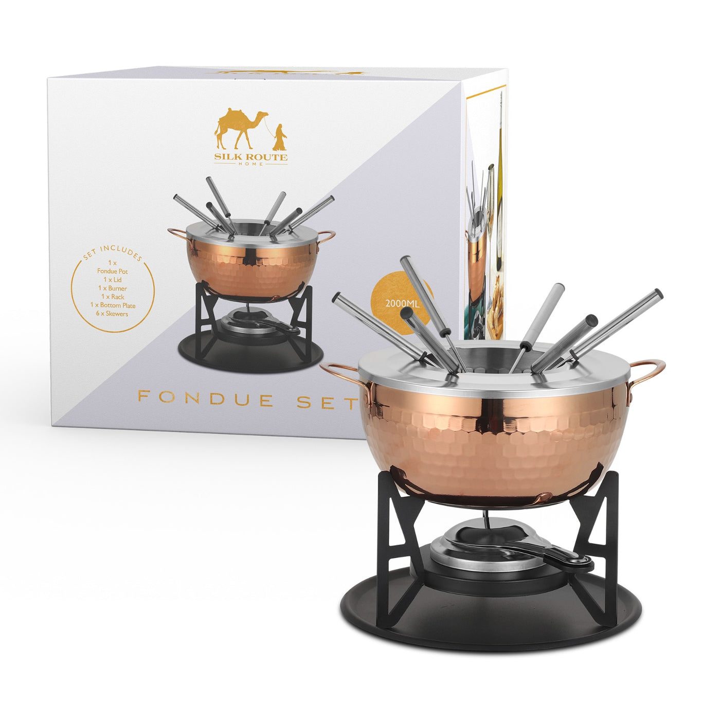 Fondue Set & 6 Stainless Steel Forks