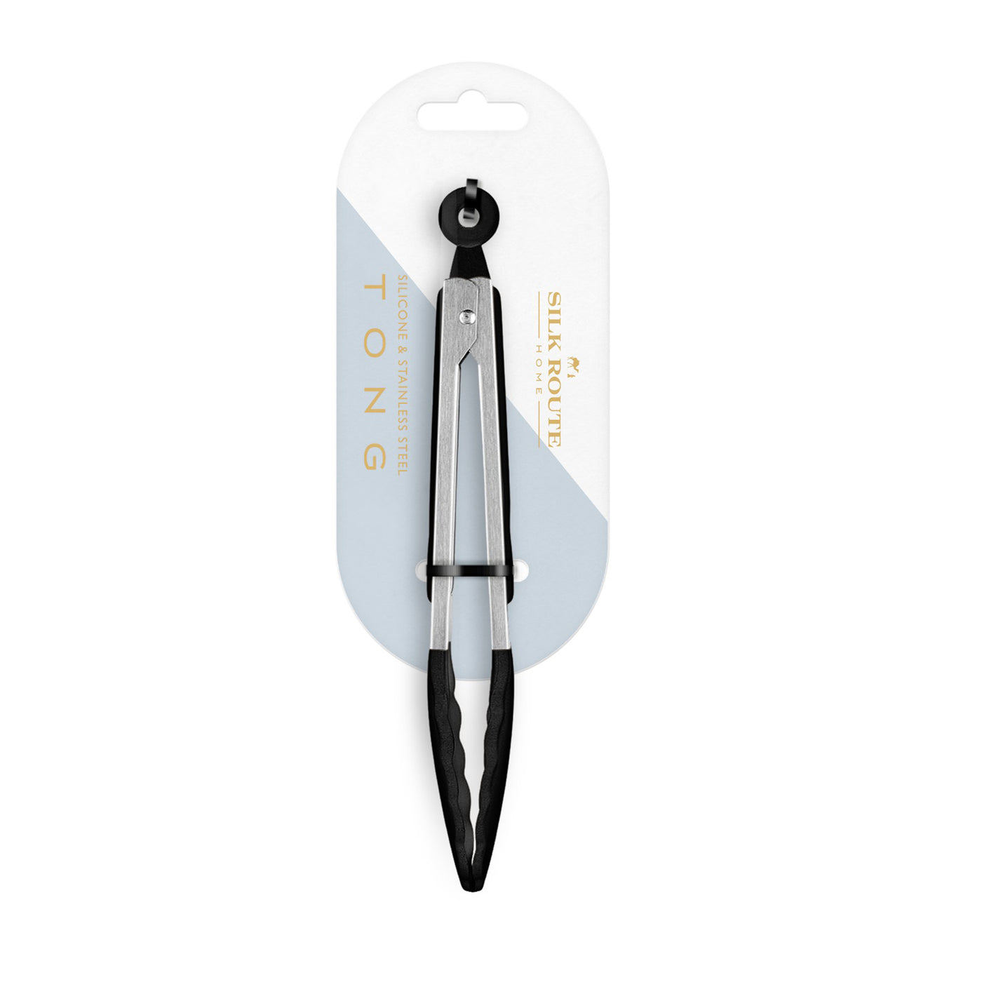 Stainless Steel & Black Silicone Food Tong