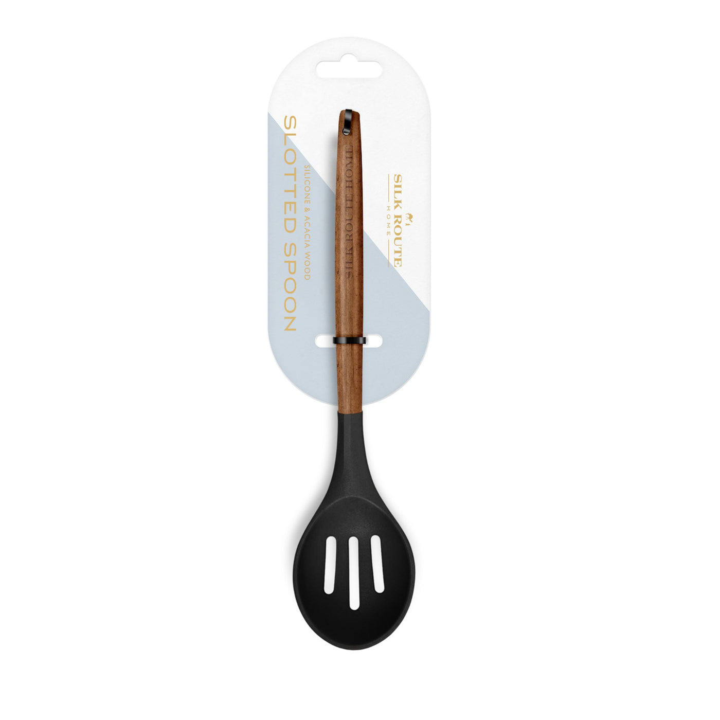 Acacia Wood & Black Silicone Slotted Spoon