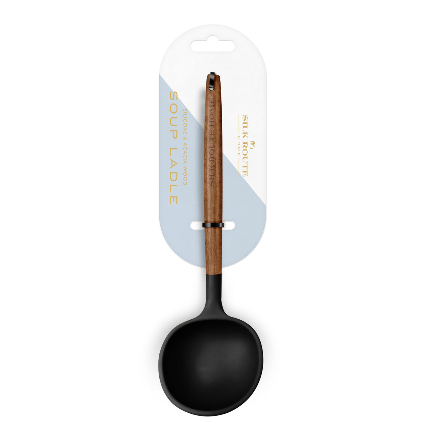 Acacia Wood & Black Silicone Soup Ladle