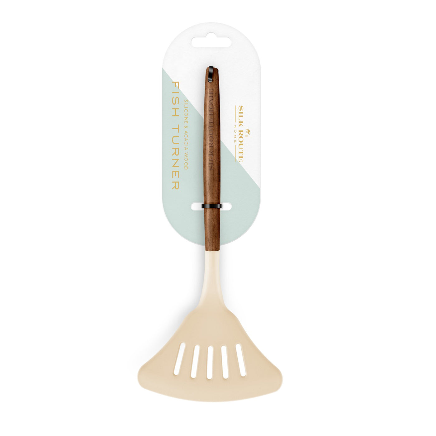 Acacia Wood & Cream Silicone Fish Turner
