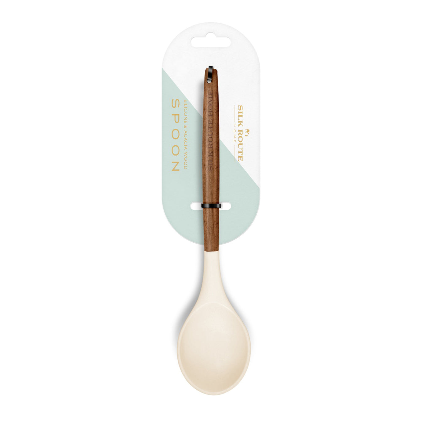 Acacia Wood & Cream Silicone Spoon