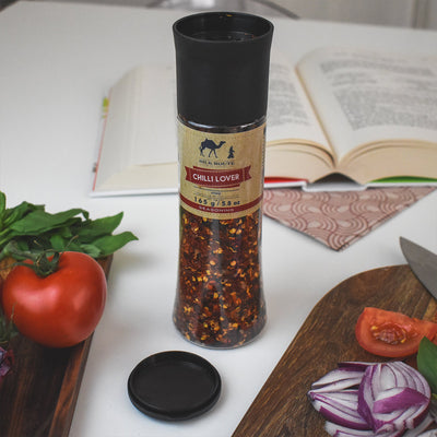 Spice Grinder Seasoning Bundle - Black Pepper, Pink Salt Grinder & Chili Grinder