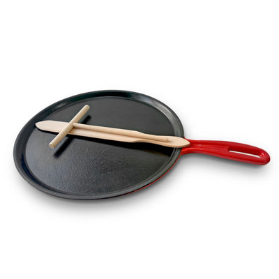 Crepe pan with spatula and spreader tool set