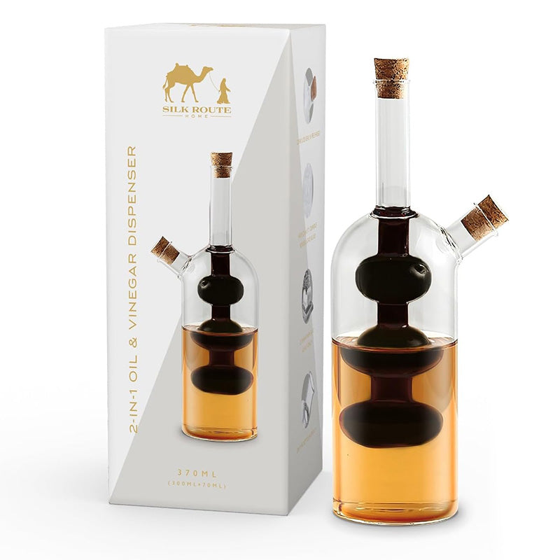 Glass 2-in-1 oil and vinegar oil bottle