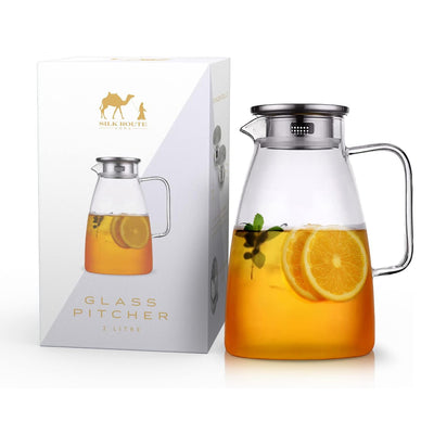 2L Glass Pitcher With Stainless Steel Lid