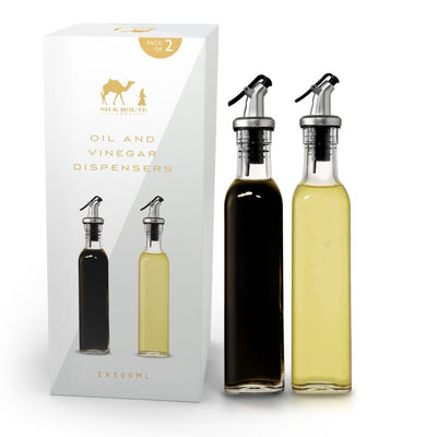 Two pack oil and vinegar dispenser bottles