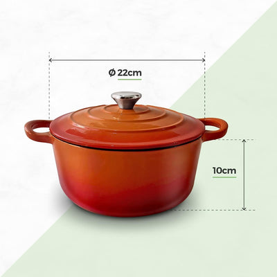 Orange cast iron casserole dish pot