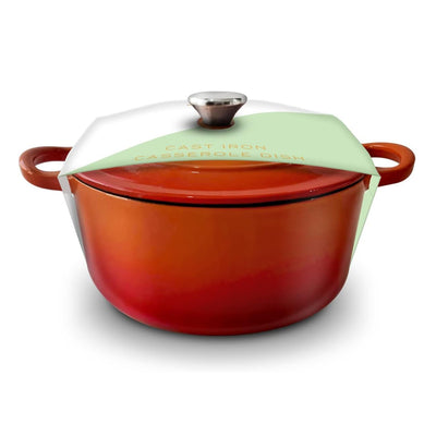 Orange cast iron casserole dish pot