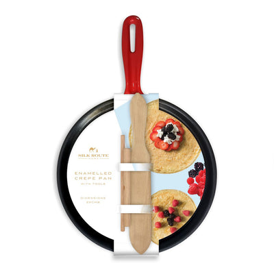 Crepe pan with spatula and spreader tool set