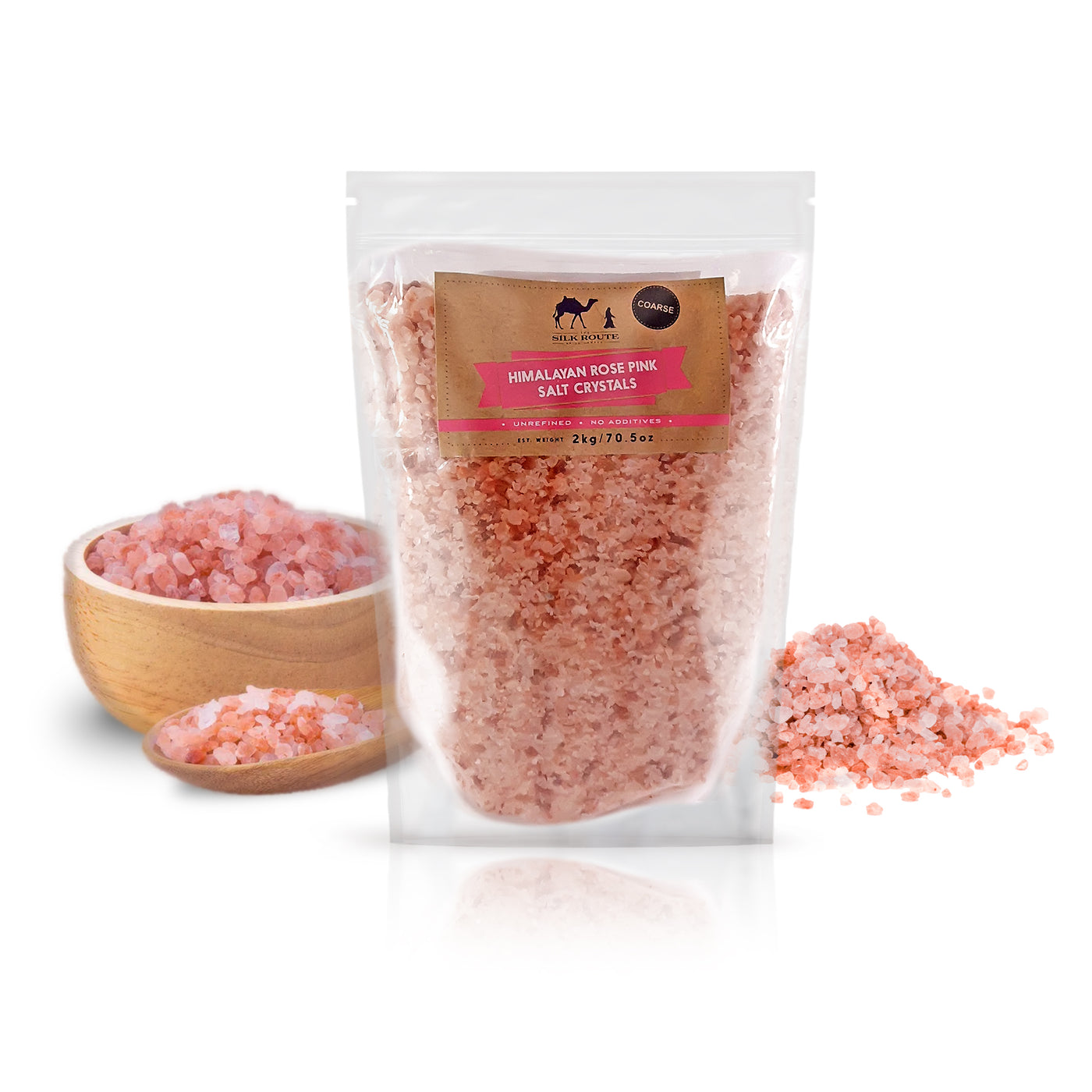 Resealable Himalayan Rose Pink Salt Pouch - 2kg (Coarse)