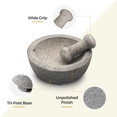 Large Granite Pestle & Mortar With Feet Set