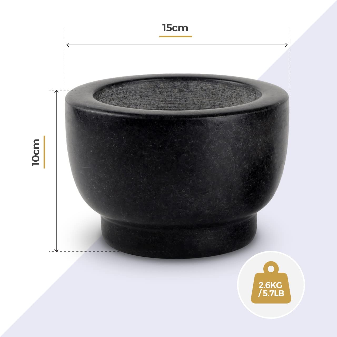 Polished Black Granite Pestle & Mortar With Base Set