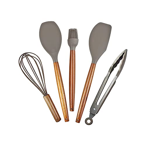 Baking and cooking utensil 5 piece set with acacia wooden handles