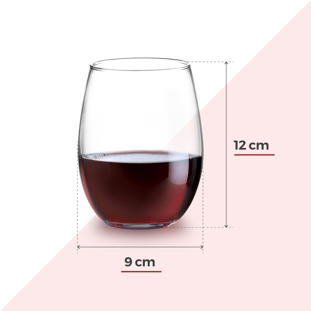 6 x 500ml Clear Stemless Wine Glasses