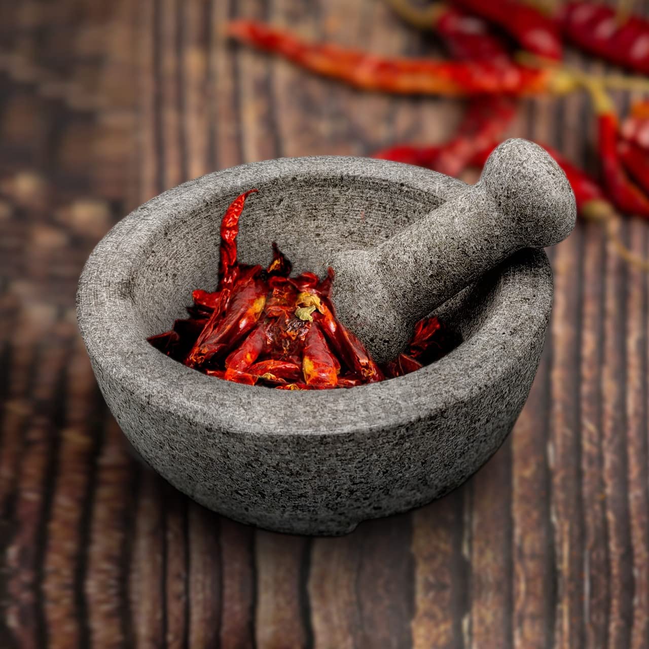 Large Granite Pestle & Mortar With Feet Set