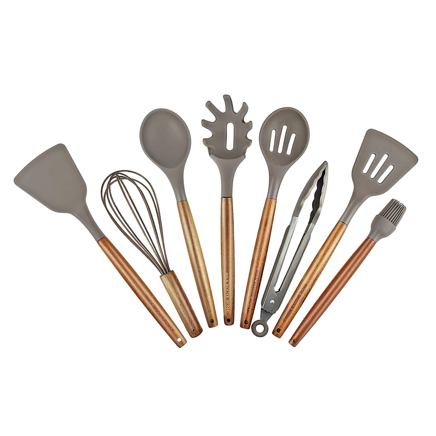 Kitchen utensil 8 piece set with acacia wooden handles
