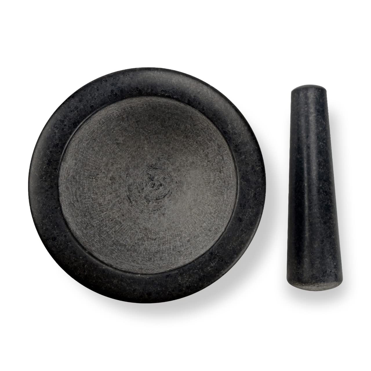 Polished Black Granite Pestle & Mortar With Base Set