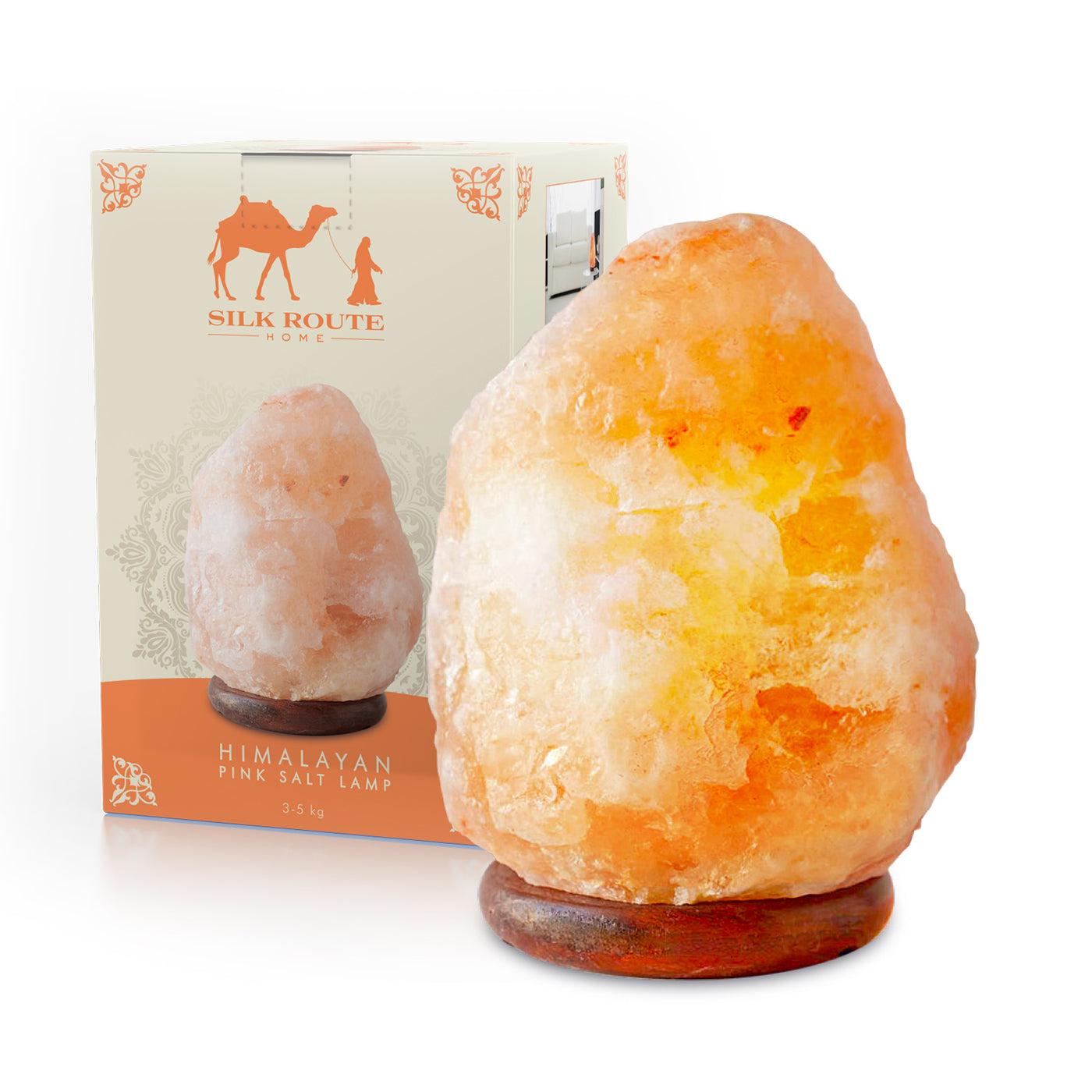 Himalayan Salt lamp with wooden base and plug in