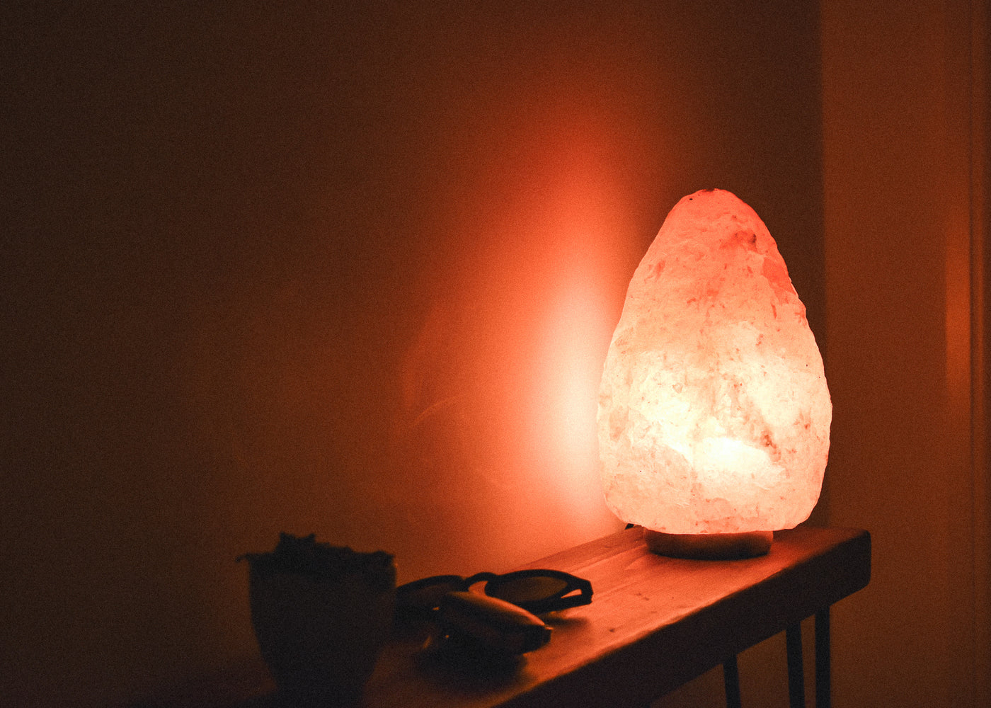 Himalayan Salt lamp with wooden base and plug in