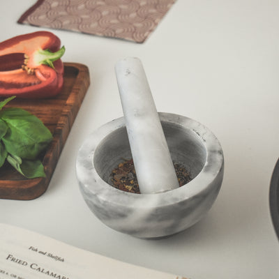 Classic White Marble Pestle & Mortar Set