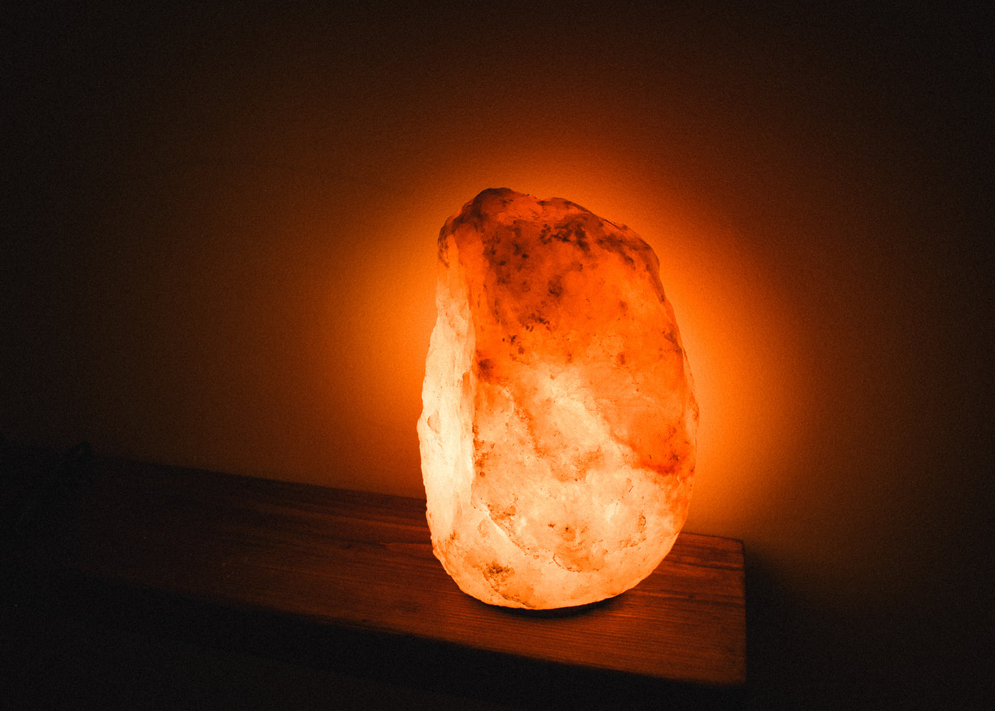 Himalayan Salt lamp with wooden base and plug in