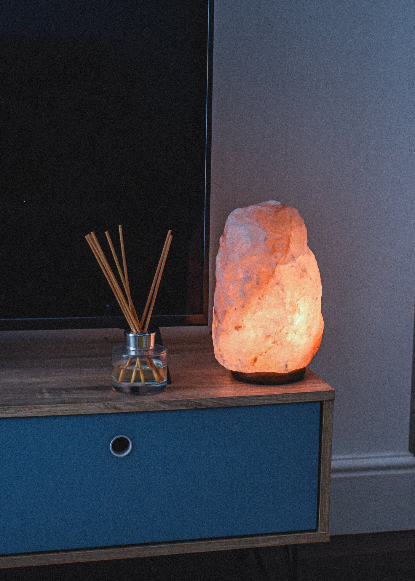 Himalayan Salt lamp with wooden base and plug in