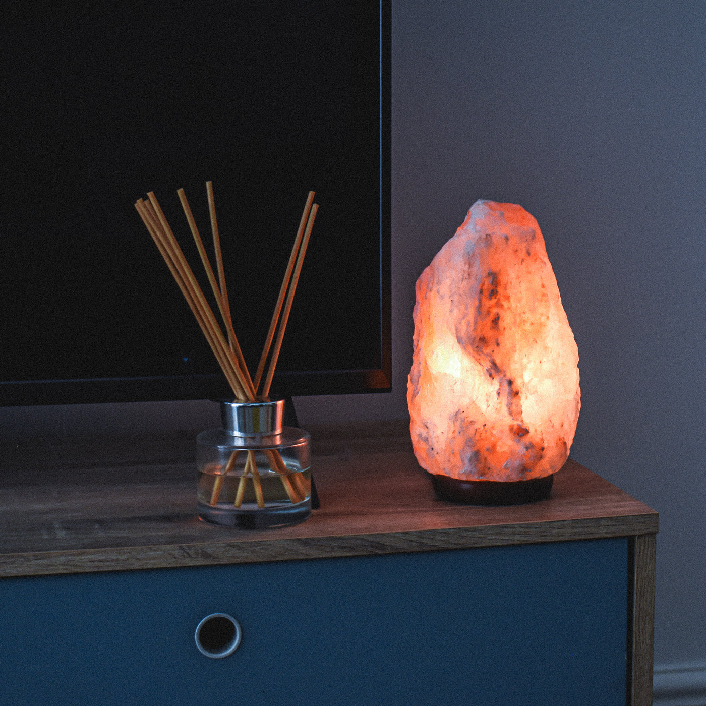 Himalayan Salt lamp with wooden base and plug in