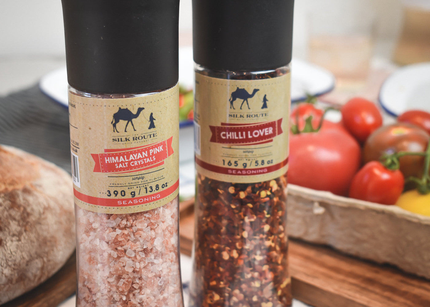 Duo Grinder Gift Set: Himalayan Salt Grinder - 380g & Chilli Lover Grinder - 165g