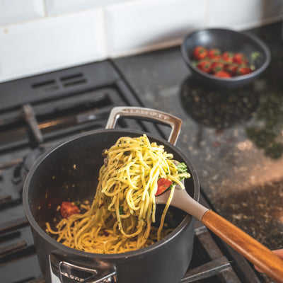 Acacia Wood & Grey Silicone Spaghetti Server