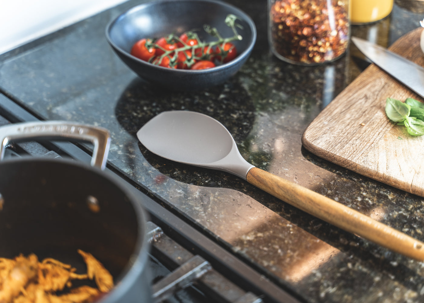 Acacia Wood & Grey Silicone Spatula