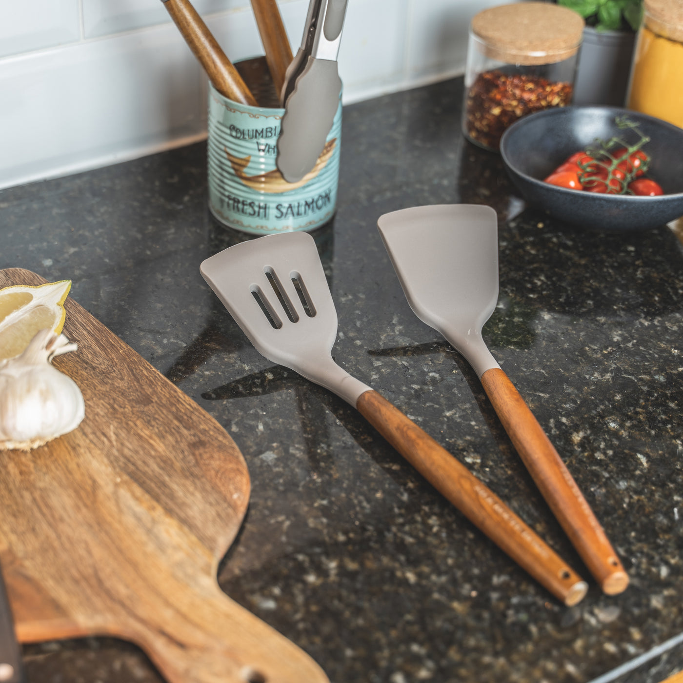 Kitchen acacia wooden turner utensil