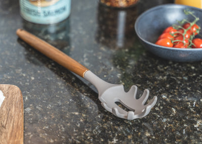 Acacia Wood & Grey Silicone Spaghetti Server