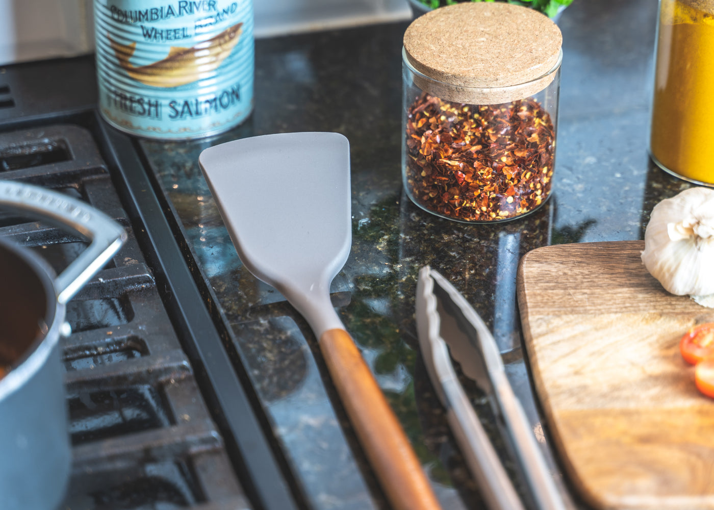 Kitchen acacia wooden turner utensil