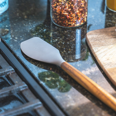 Acacia Wood & Grey Silicone Offset Spatula