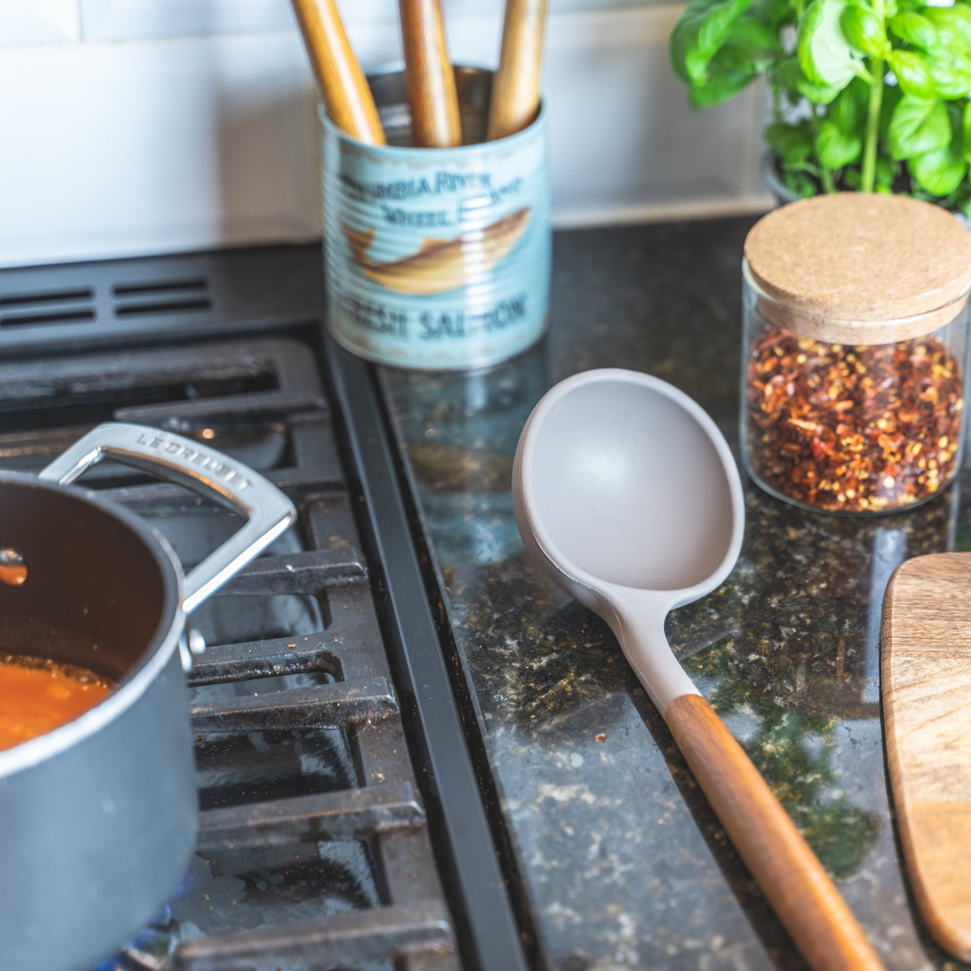 Kitchen acacia wooden soup ladle utensil