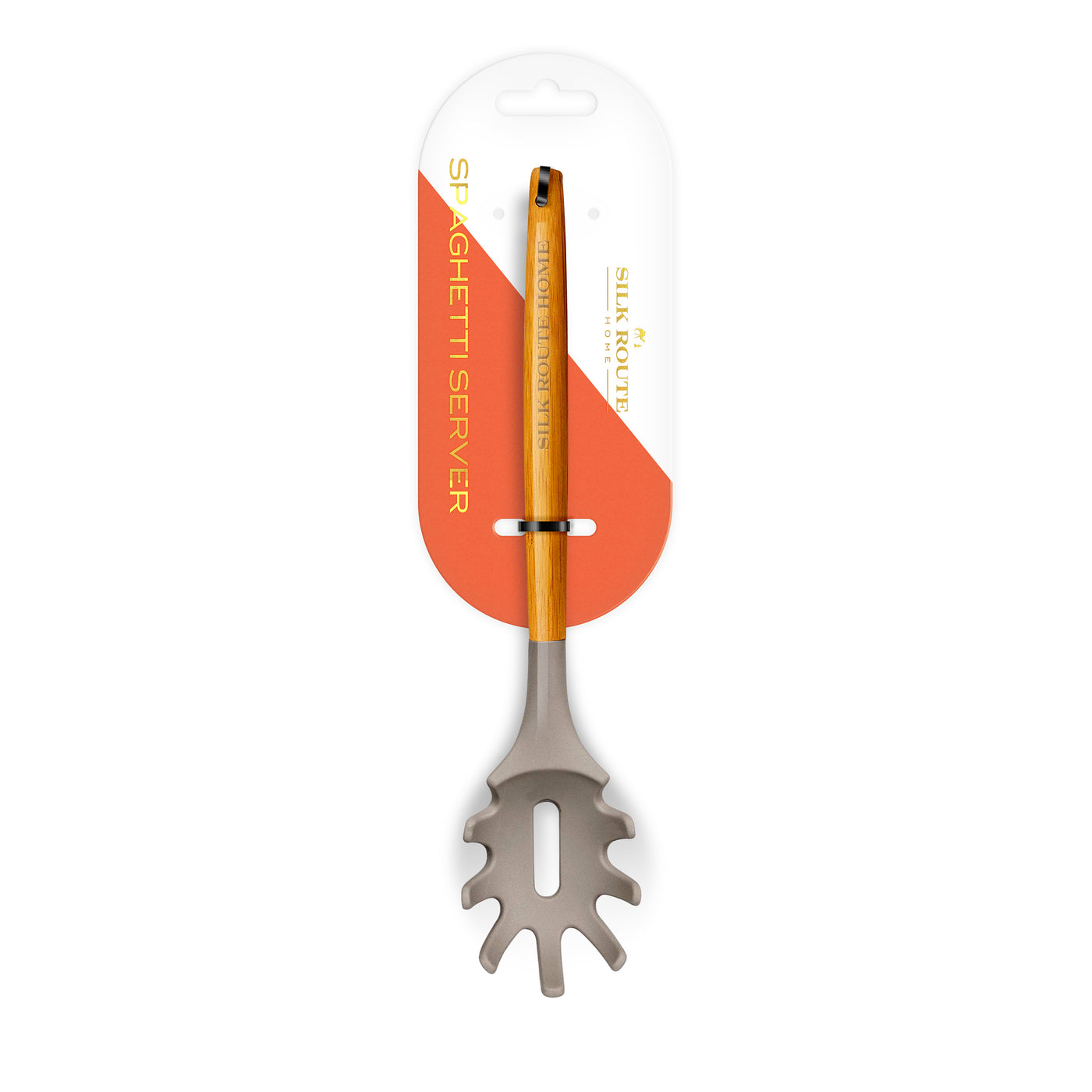 Acacia Wood & Grey Silicone Spaghetti Server
